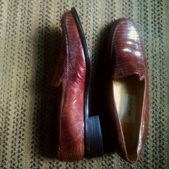 Mezlan Brown Genuine Lizard Leather Loafers Men Size 11 Slip On Comfortable - Picture 10 of 15